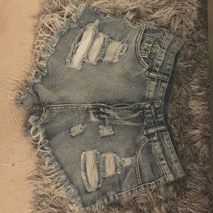 Ripped jean shorts